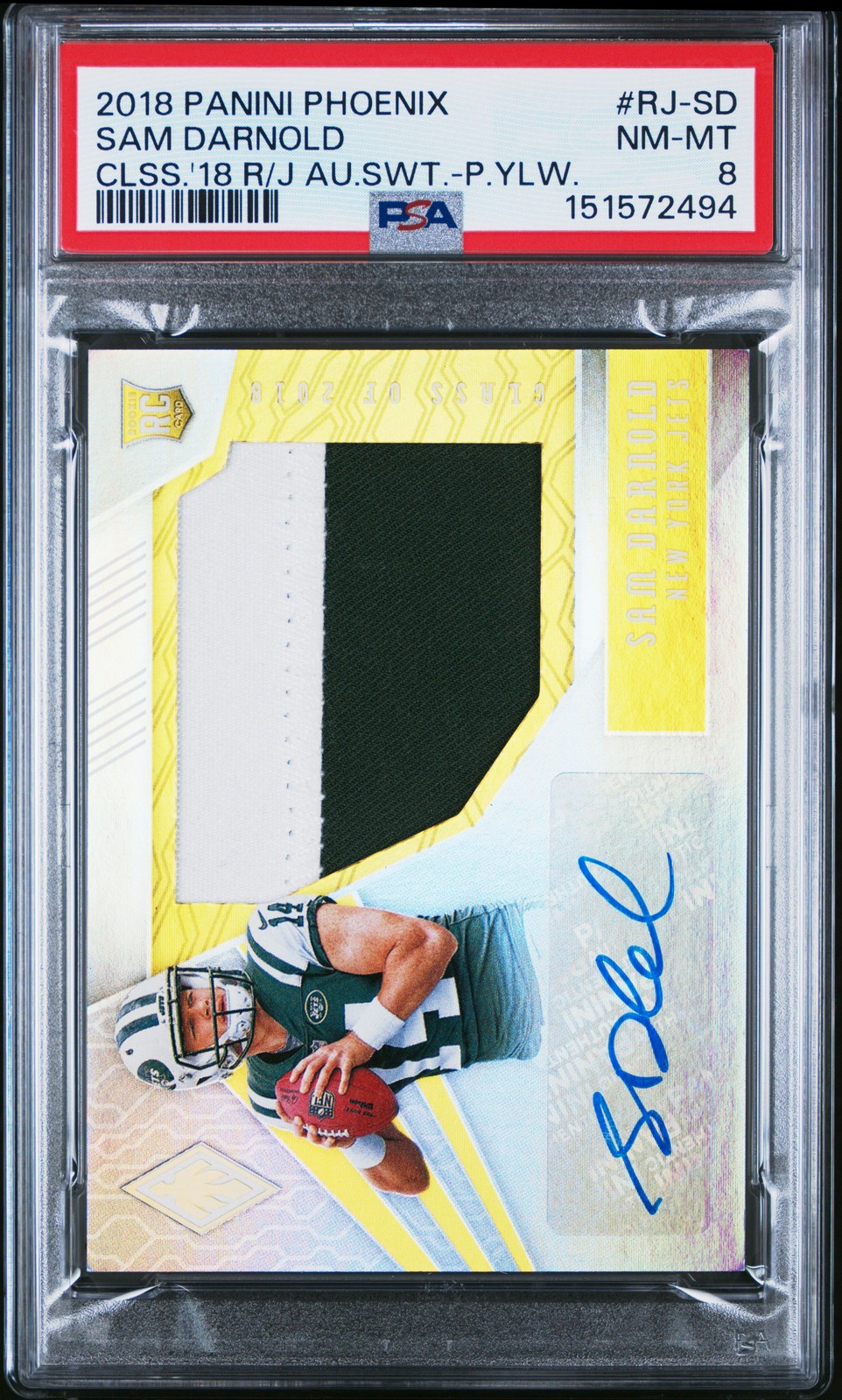 Sam Darnold Panini Phoenix Class of 2018 Rps Rookie Jumbo Auto Swatch #RJSD Prime Yellow
