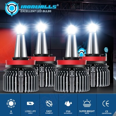 4/6/8-sides H11 H9 LED Headlight Super Bright Bulb Kit 6000K White High/Low Beam