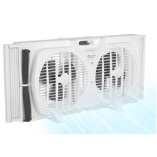 Comfort Zone 9 Inch Twin Window Fan Reversible Airflow 3 Speed Dual Blade White