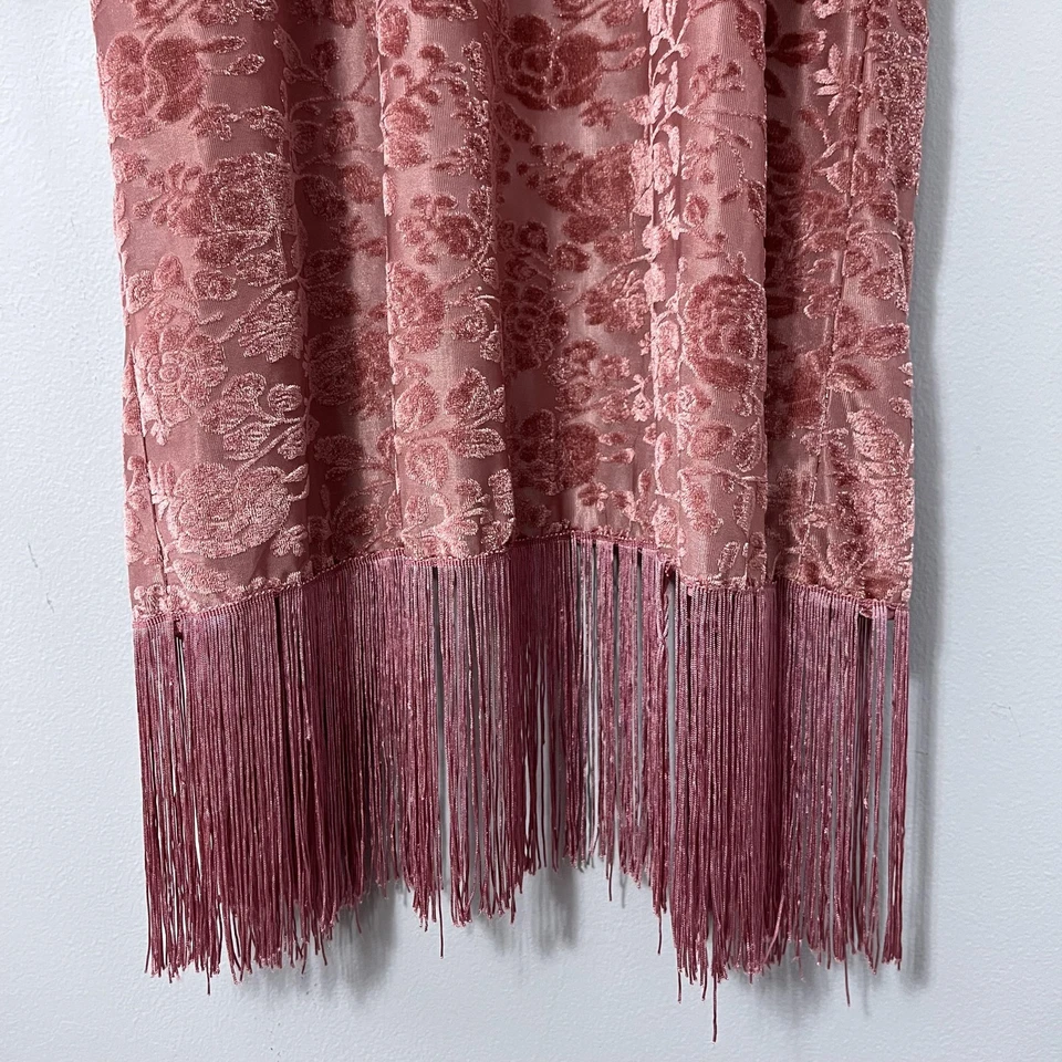 Cárdigan Kimono Terciopelo Burnout Mujer S/M Rosa Plumero Flecos New York & Co Boho Foto 4 de 4