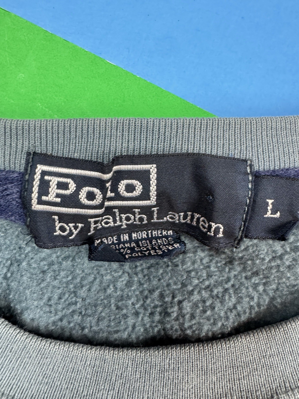 Felpa girocollo vintage anni 90 POLO Ralph Lauren blu chiaro taglia grande pony