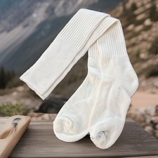 VTG Mens Socks Crew 9-11 26" White Bulk Orlon Acrylic 80s 90s Over Calf USA