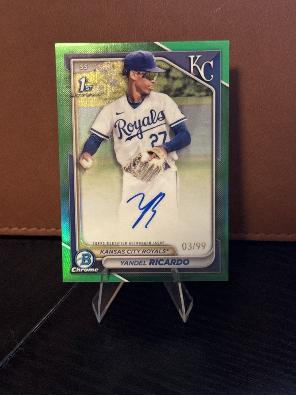 2024 Bowman Chrome Auto 1st Bowman Yandel Ricardo Green Refractor /99 Royals!