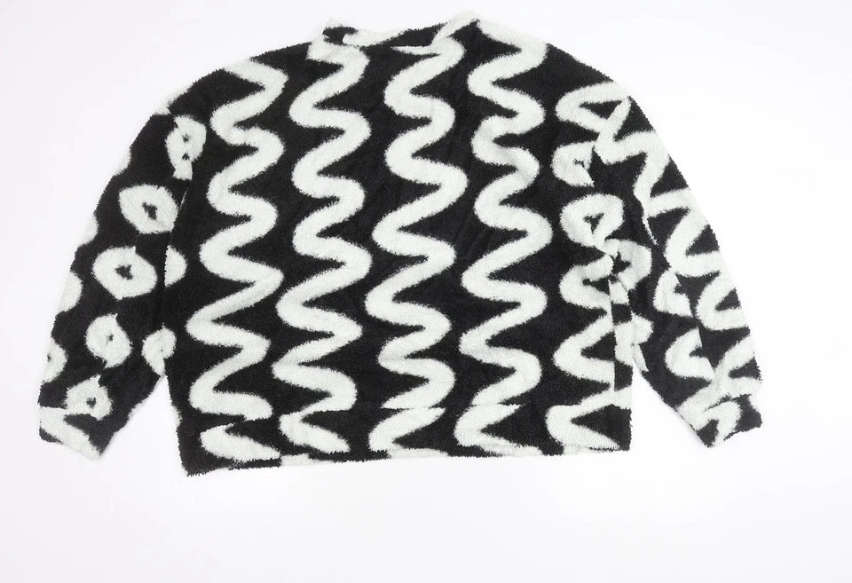 ASOS DESIGN Women’s Black White Fleece Pullover Jumper Size 18 Tall - Изображение 3 из 4