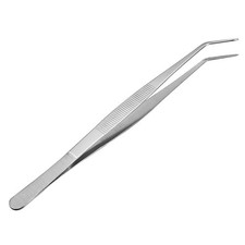 10 Inch Stainless Steel Tweezers with Curved Pointed Serrated Tip