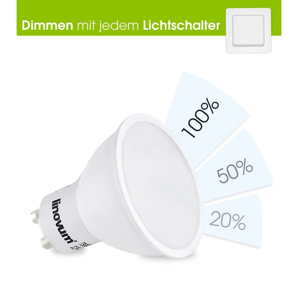 10 Stück linovum® 5W GU10 LED mit 4-Schritt-Dimmung 230V, neutralweiß, 110° - Bild 2 von 4