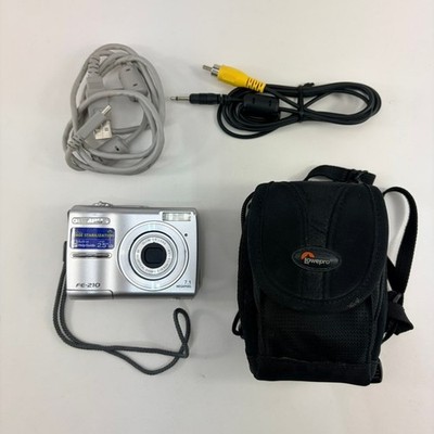 Olympus FE-210 7.1MP Digital Camera with Strap, Memory, & Extras - Tested Works