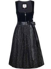 MarJo Dirndl Tiffany 65cm Länge schwarz Samtdirndl Midi 