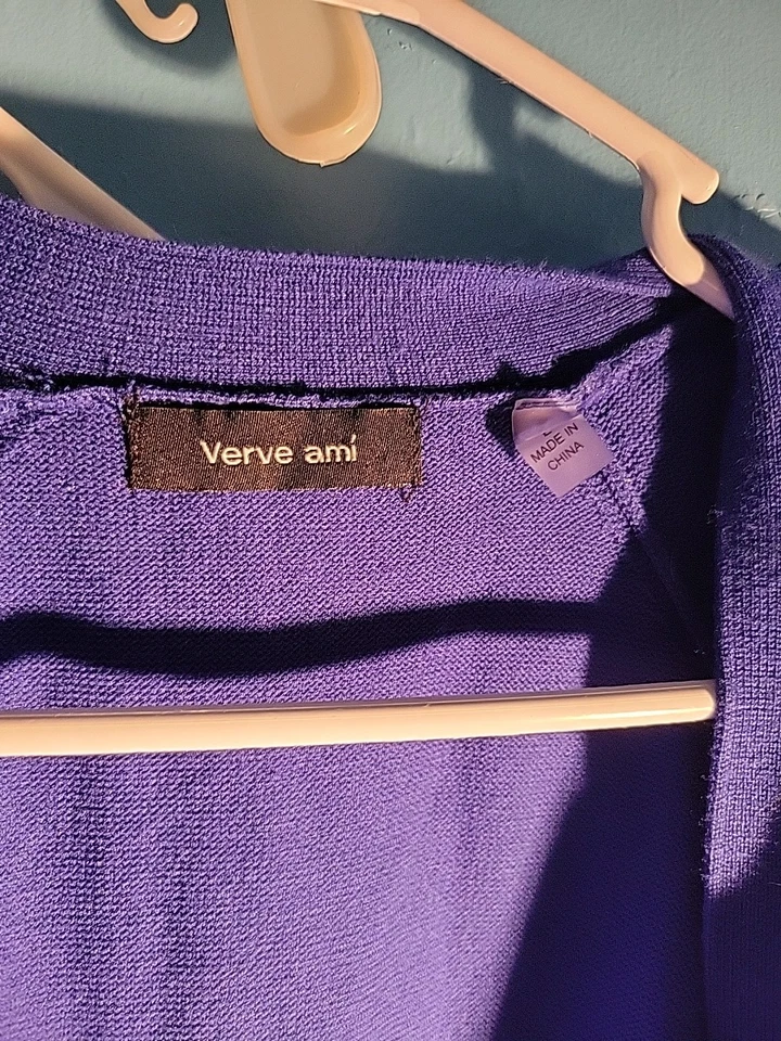 Cardigã feminino Verve Ami roxo manga 3/4 tamanho G - Imagem 4 de 4