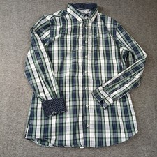Nick Graham Everywhere Mens Large Green Blue Plaid Stretch Modern Fit Shirt