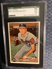 1957 Topps Taylor Phillips SGC 5.5 ex+ Milwaukee Braves MLB Baseball William RC