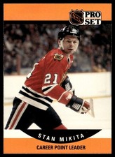 1990-91 Pro Set STAN MIKITA #655 Chicago Blackhawks Career Leader HOF