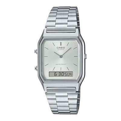 CASIO AQ-230A-7A Analog Digital Silver Quartz Retro Watch Japan New