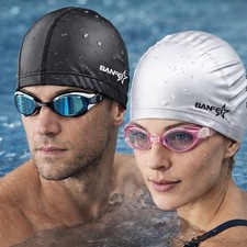 Adult Waterproof Swim Cap PU Coated   Long Hair, Anti-Slip, Comfortable