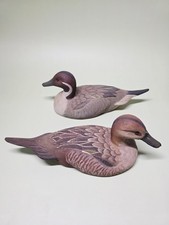 Ann Burkett Feathers Hand Carved Pintail Duck Decoy Pair Drake Hen 9.5