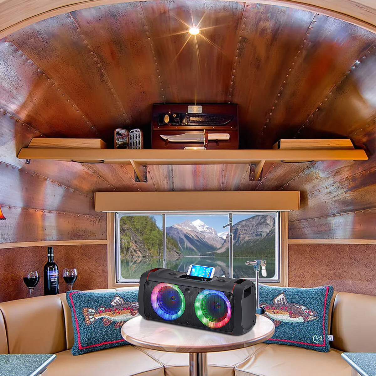 Loud Portable Bluetooth Speaker Dual Sub woofer Party Heavy Bass Sound System