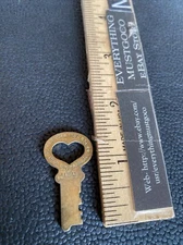 ANTIQUE STEAMER TRUNK KEY BRASS PLATED CORBIN LOCK CO No CAB1 FLAT HEART KEY USA