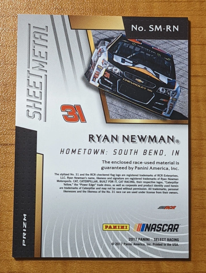 Ryan Newman 2017 Panini Select Racing NASCAR Select Sheet Metal Prizm #SM-RN - Image 2 of 2