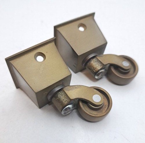 Antique / Vintage Brass Furniture Casters Hardware Lot of 2 - Picture 4 of 7