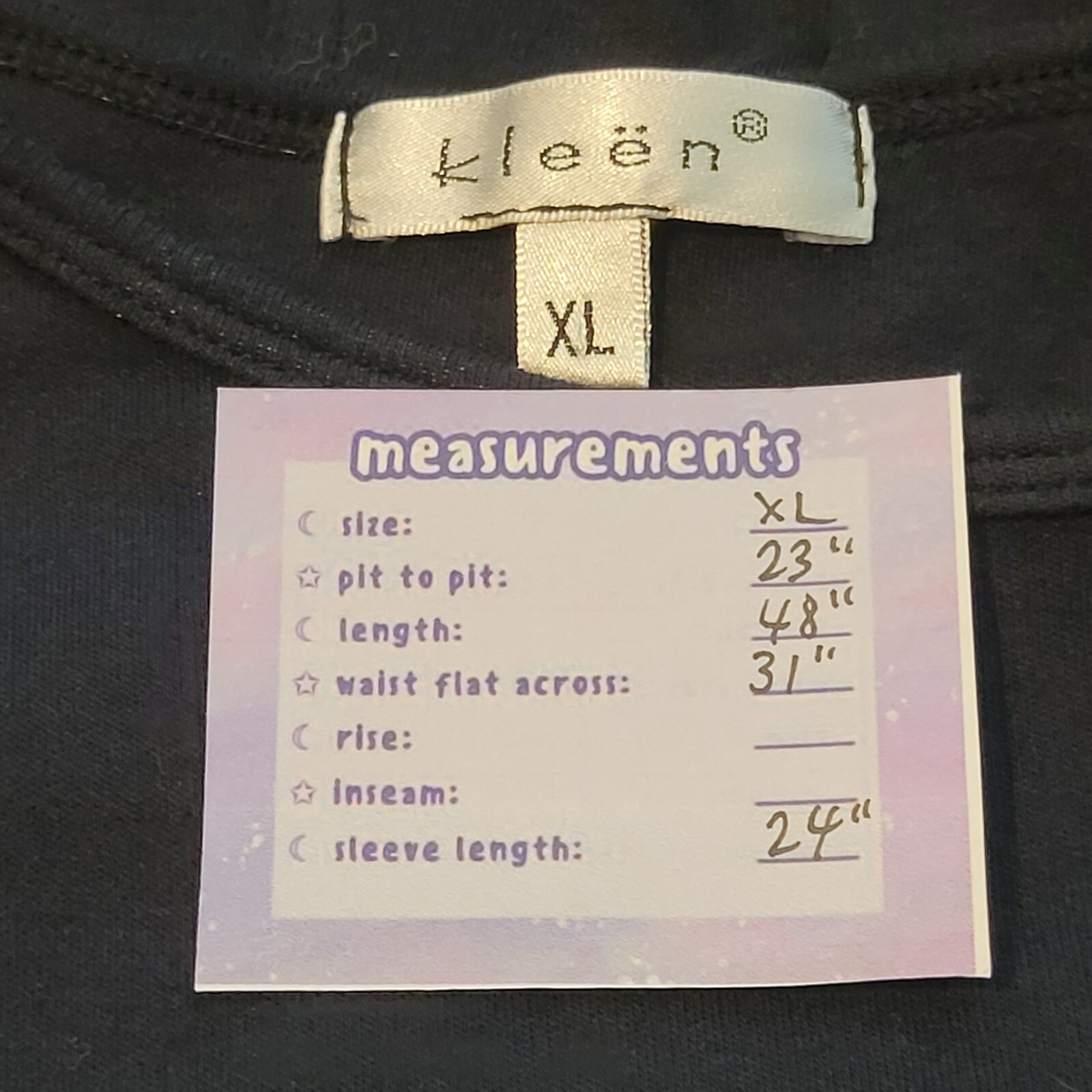 KLEEN Black Maxi Dress Size XL Cotton Modal Long Sleeve Lagenlook