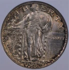 1925 STANDING LIBERTY QUARTER NGC MS 65 SPECKLED AMBER AND CHARCOAL TONE