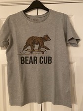 M&S Night T-shirt Grey With Bear Cub Design Size 11-12 Good Condition 