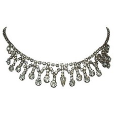 Rhinestone Fringe Bib Necklace