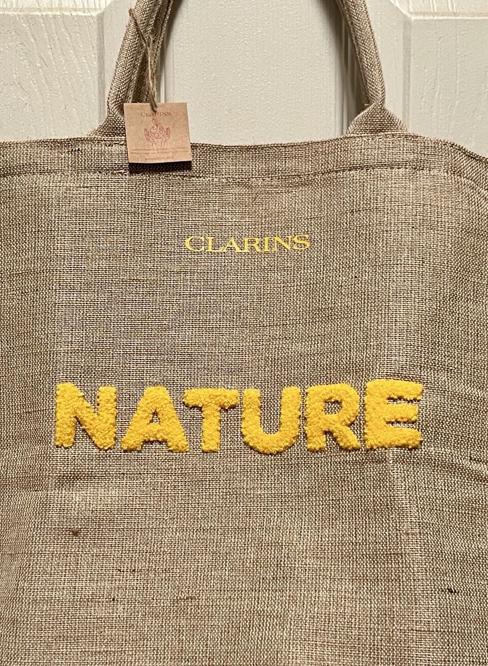 CLARINS Recycled Fiber Tote Bag Burlap NEW Spring 2024