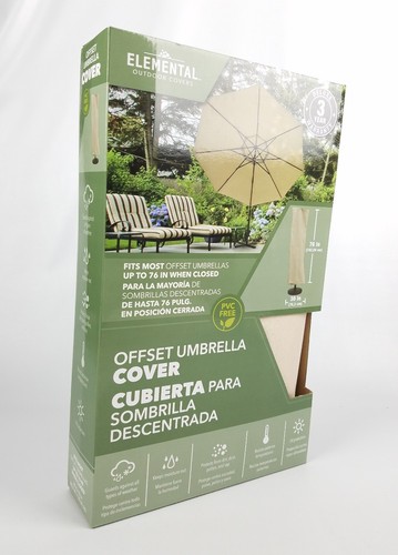 Elemental Outdoor Covers Taupe Polyester Offset Umbrella Cover 76" x 30" - Picture 4 of 5