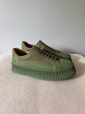Jil Sander Canvas Drill Sneakers - Size 42 - Thyme Green - NEW