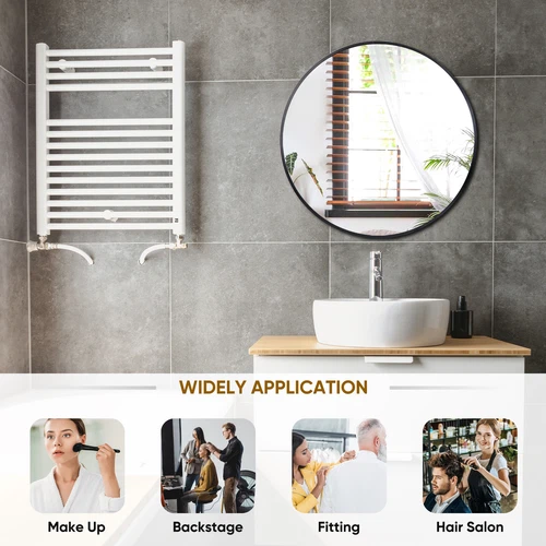 Bathroom Wall Mirror Vanity Mirror with Frame for Home Decor Round/Rectangular - Picture 12 of 40