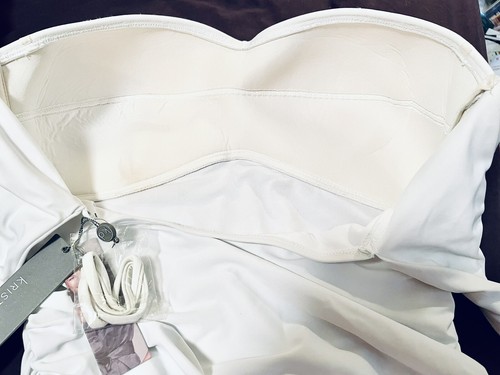 Women’s One Piece Swimsuit White Strapless Runched Kristen Davis Size 14 NWOT - Picture 12 of 13