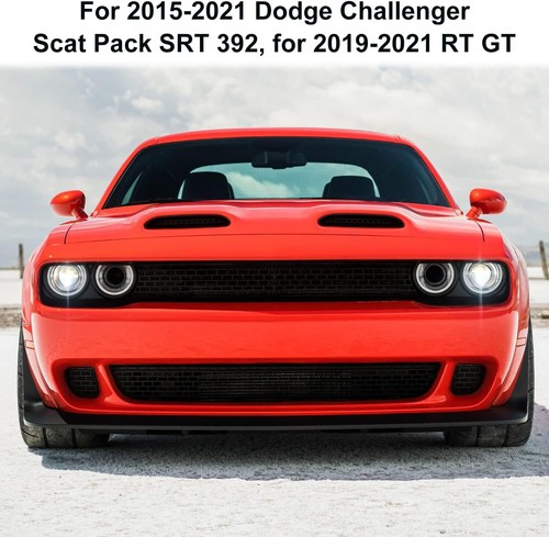 Black Front Bumper Lip Splitter Protector Cover Trim For Dodge Challenger R/T GT - Picture 3 of 11