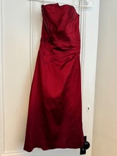KAREN MILLEN size 4, red, strapless,  flared back, silk tea length dress