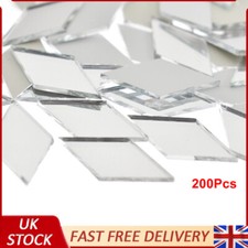 200Pcs Diamond Shape Mosaic Wall Tiles Glass Mirror Wall Art Decor