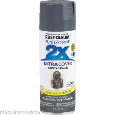 (6)- Dark Gray Gloss RustOleum Painters Touch 2X Ultra Cover Spray Paint 249115