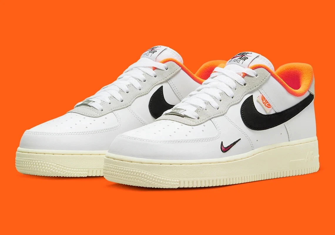 Men's Size 12 Nike Air Force 1 07 LV8 White Orange Low Hoops