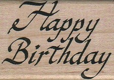 Happy Birthday 1 3/4 x 2 1/2" Rubber Stamp, Word/Phrase Stamp, Birthday