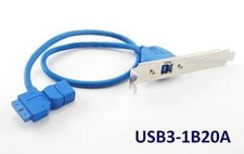 1-Port USB 3.0 Type B w/ Bracket to 20-Pin Header Female  Type A Female Cable