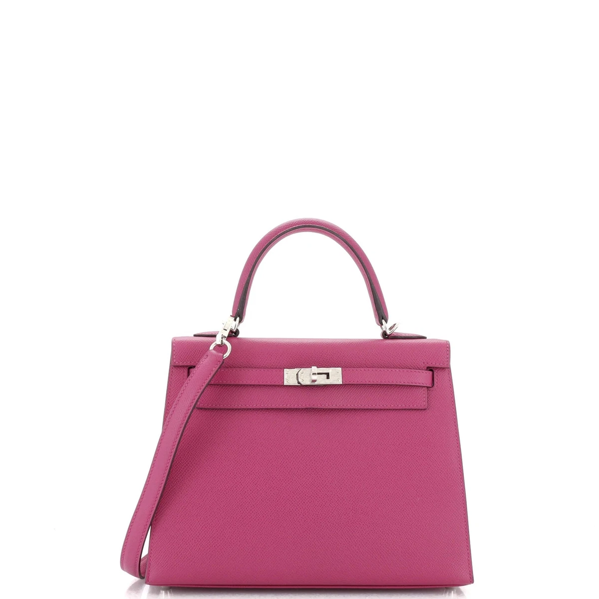 Hermes Kelly Handbag Rose Pourpre Epsom with Palladium Hardware 25