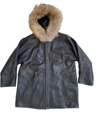 Lnr By La Nouvelle Renaissance Leather Hooded Jacket Women's Medium Black