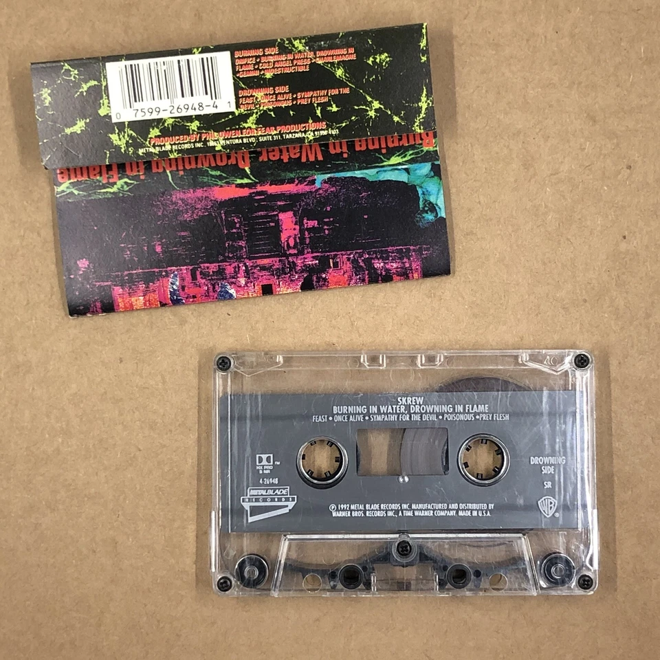 SKREW Cassette Tape 90s Metal Industrial BURNING IN WATER SYMPATHY FOR THE DEVIL Foto 3 de 4