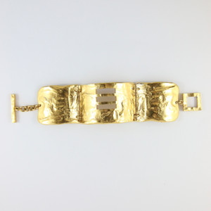 Authentic Vintage Statement Matte Gold Plated Beaten Finish Bracelet