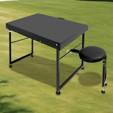 Outdoor Long Range Adjustable Shooting Table Portable Gun Rest w/ Padded Seat