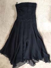 MONSOON BLACK SILK LAYERED BANDEAU SPECIAL OCCASION DRESS SIZE 8 NEW