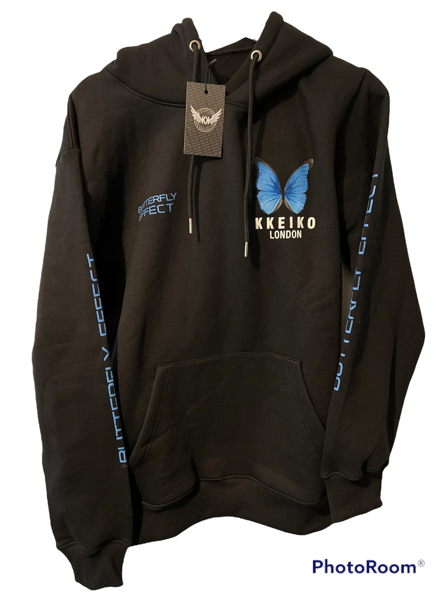 Women s Men s Black Kkeiko London Butterfly Effect Hoodie Size M New RRP 80