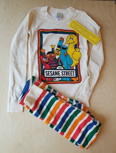 NWT Hanna Andersson SESAME STREET CHARACTERS STRIPED LONG JOHN PAJAMAS 130 8 - Picture 2 of 6