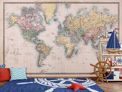 3D World Map ZHUA7358 Wallpaper Wall Murals Removable Self-adhesive Ann 24