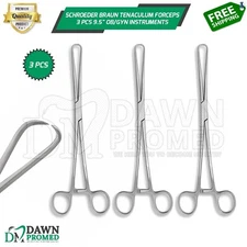 Schroeder Braun Tenaculum Uterine Forceps 3 Pcs 9.5" OB/GYN Inst German Grade