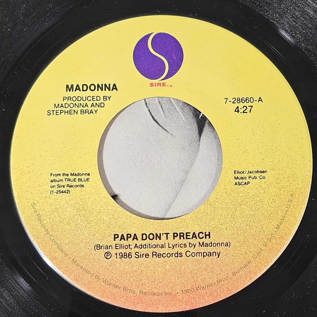 MADONNA - PAPA DON'T PREACH / PRETENDER (1986, Sire 7-28660) 7